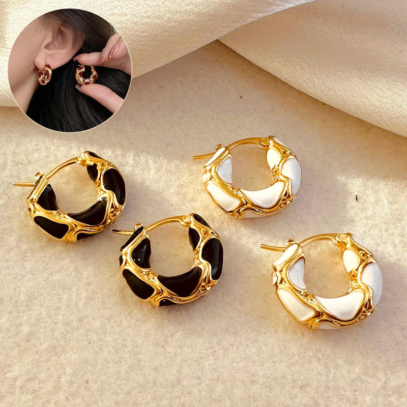 Trendy Enamel Color Small Hoop Earrings for Women