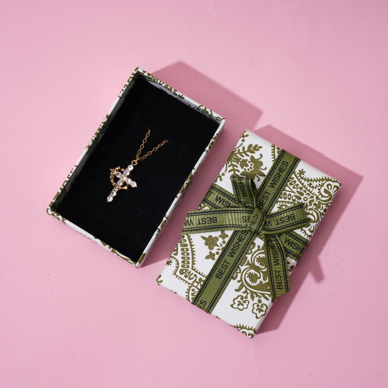 Rhinestone Crown & Cross Pendant Necklace