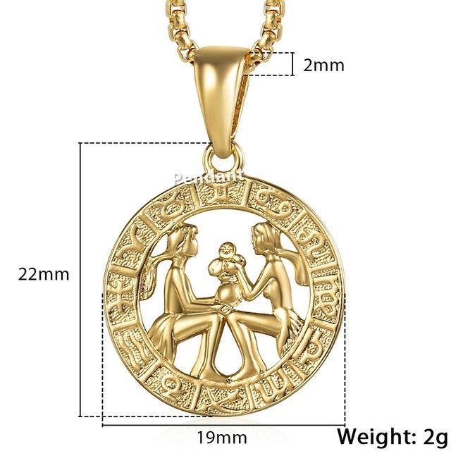 Zodiac Sign Gold Pendant Necklace