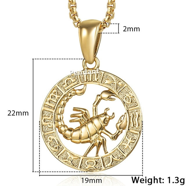 Zodiac Sign Gold Pendant Necklace