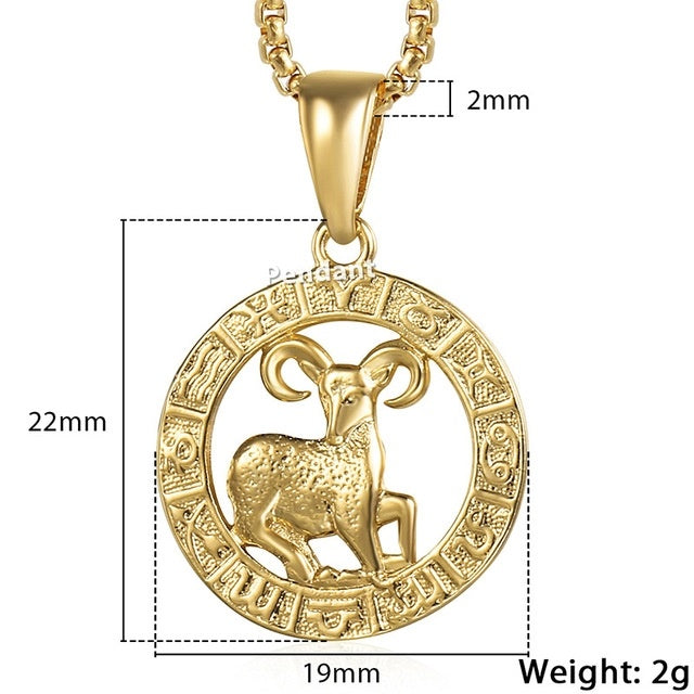 Zodiac Sign Gold Pendant Necklace