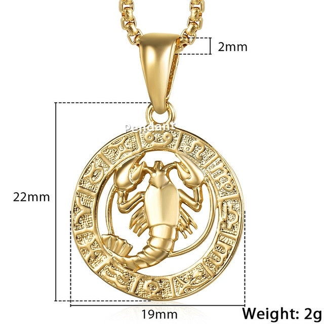 Zodiac Sign Gold Pendant Necklace