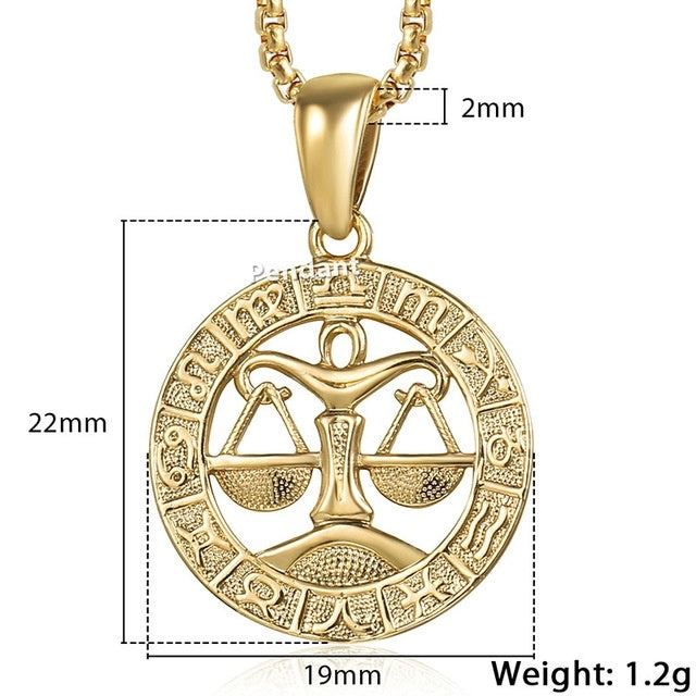 Zodiac Sign Gold Pendant Necklace