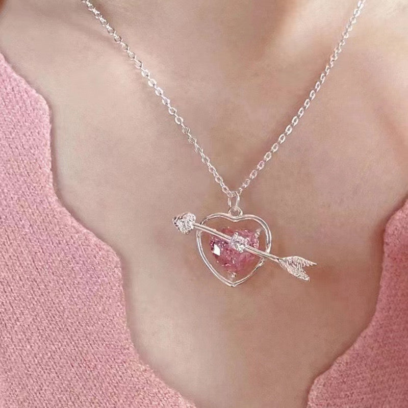 Heart Necklace with Cupid's Arrow