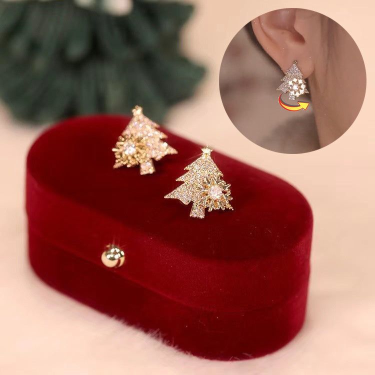 Rotatable Christmas Tree Earrings