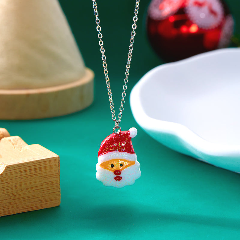 christmas Snowman & Santa Pendant Necklace