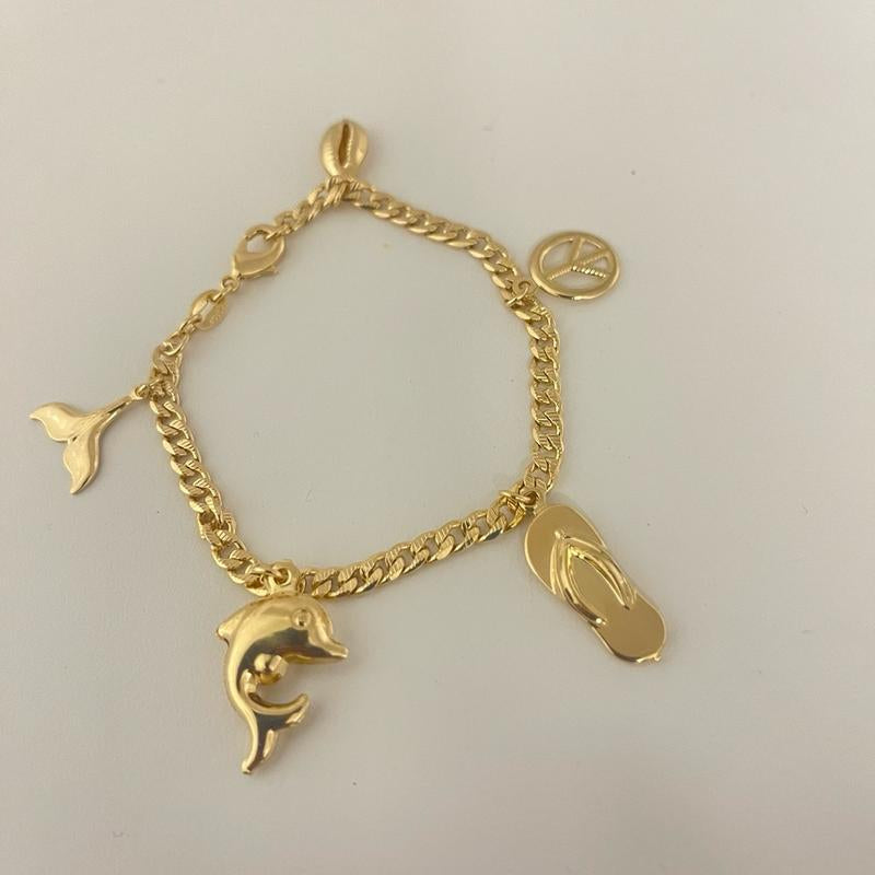 14K Gold Plated Charm Bracelet