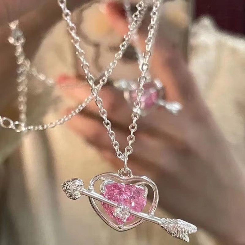 Heart Necklace with Cupid's Arrow