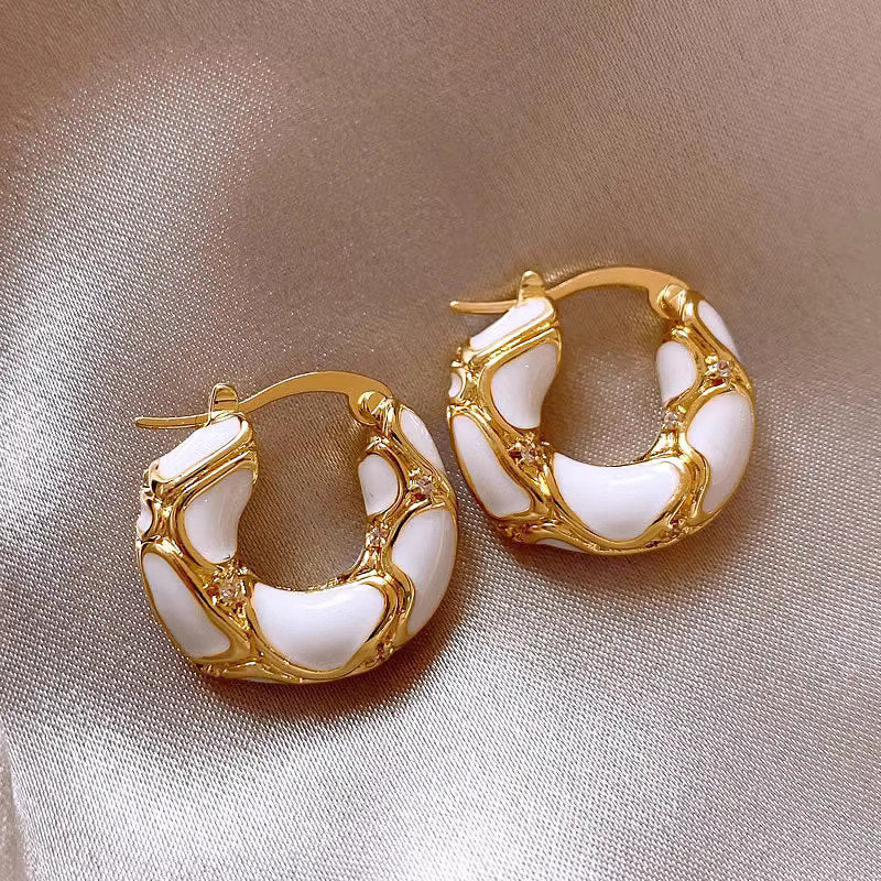 Trendy Enamel Color Small Hoop Earrings for Women