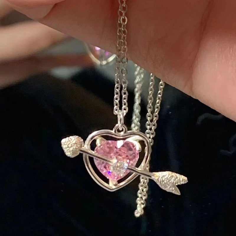 Heart Necklace with Cupid's Arrow