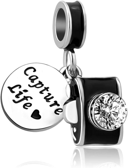 Camera Capture Life Travel Dangle Charm Bead for Charm Bracelet