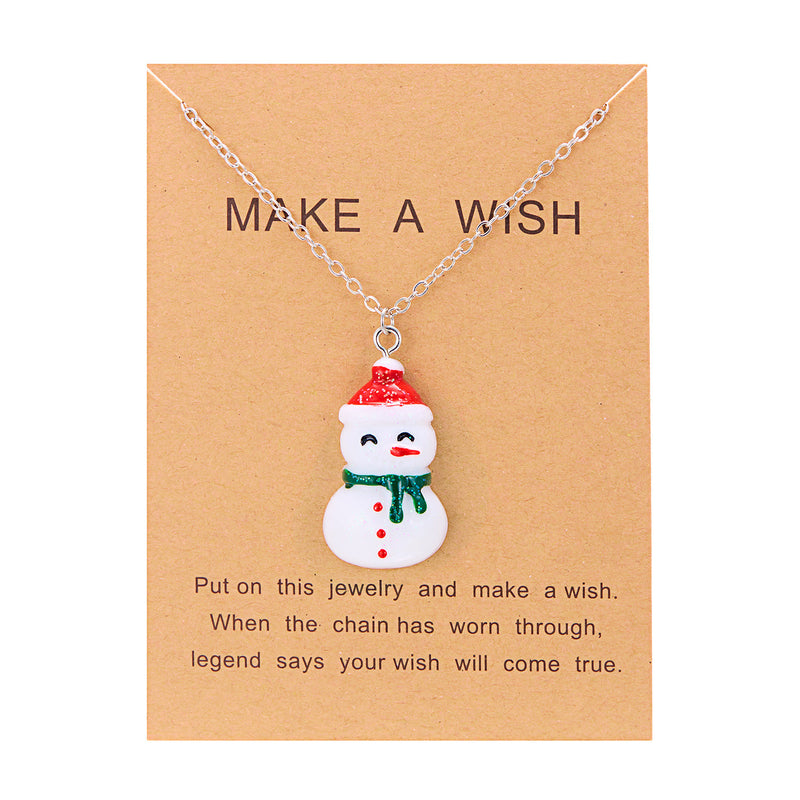 christmas Snowman & Santa Pendant Necklace