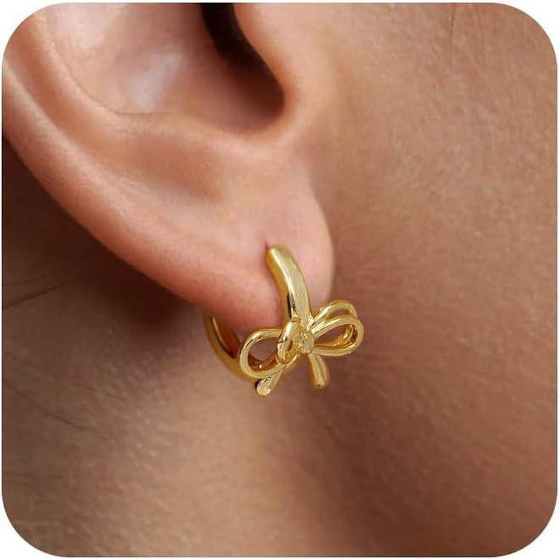 Stylish Bow Earrings Set Hoop