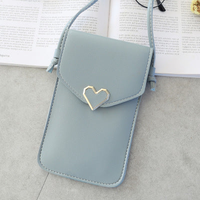 Love Buckle Mobile Phone Bags For Women Transparent Touch Screen Wallet Crossbody Shouder Bags