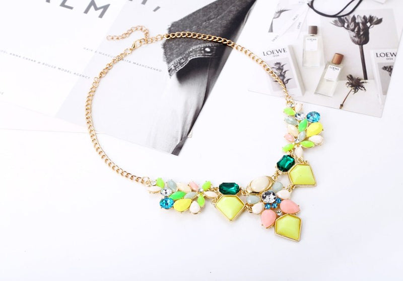 Colorful Resin Gem Flower Choker Necklace