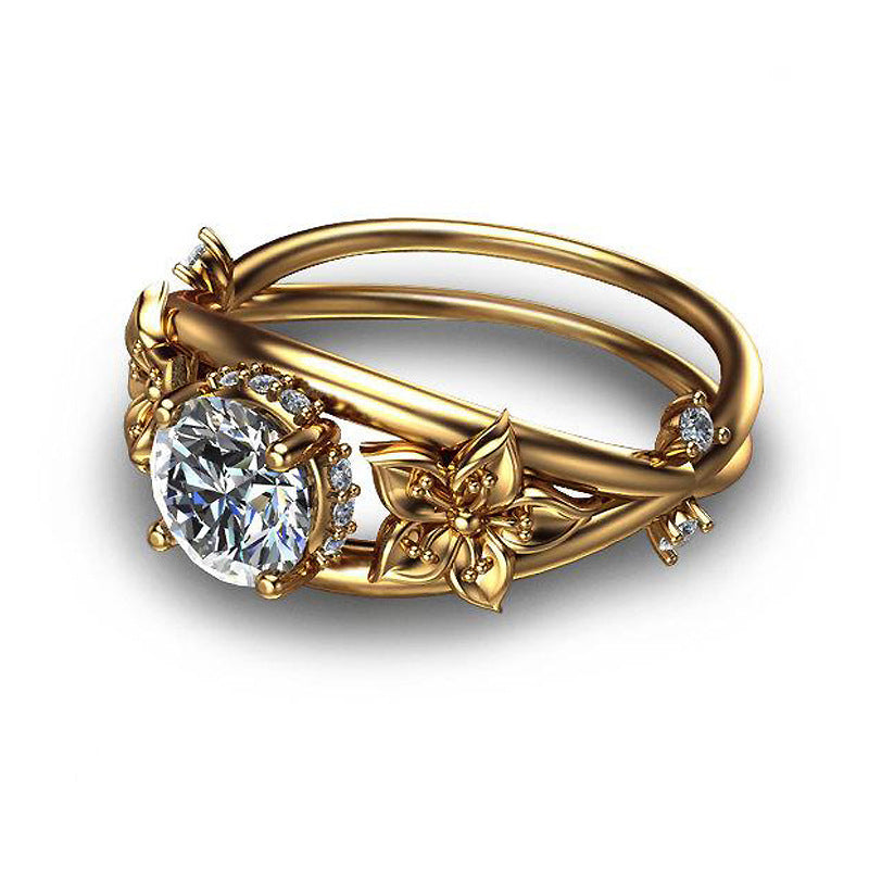 Creative Flower Diamond Ring - Women's Jewelry