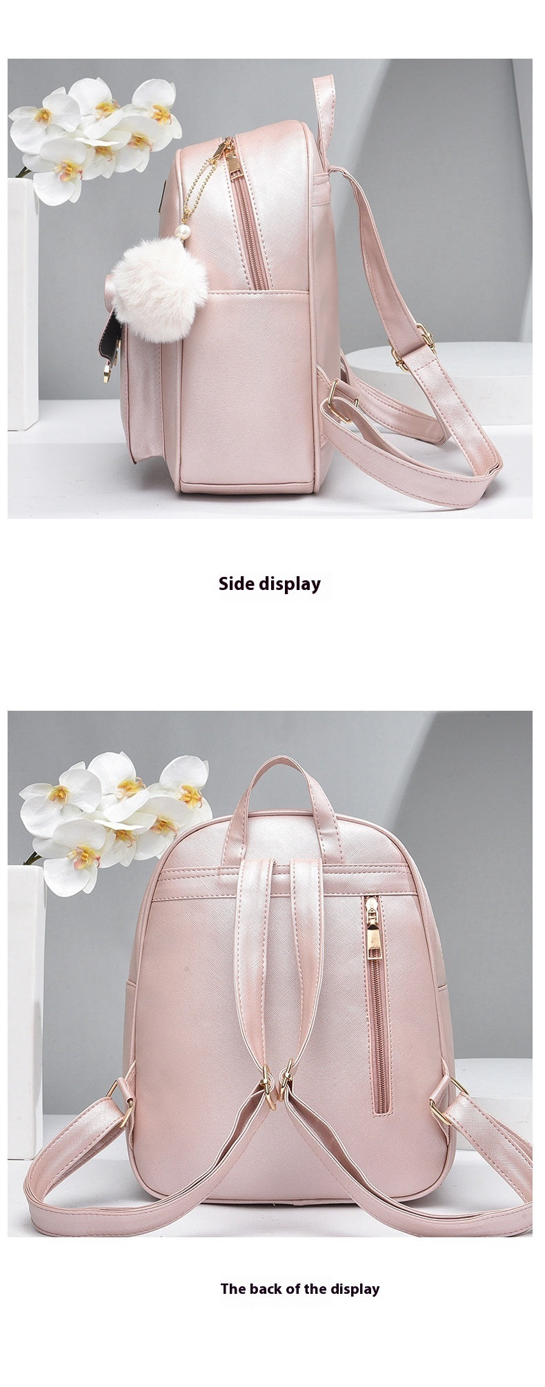 Fashion PU Bow Backpack & Crossbody Bag Set for Women