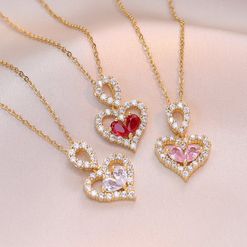 Exquisite Luxury Rhinestone Crystal Heart Pendant Necklace