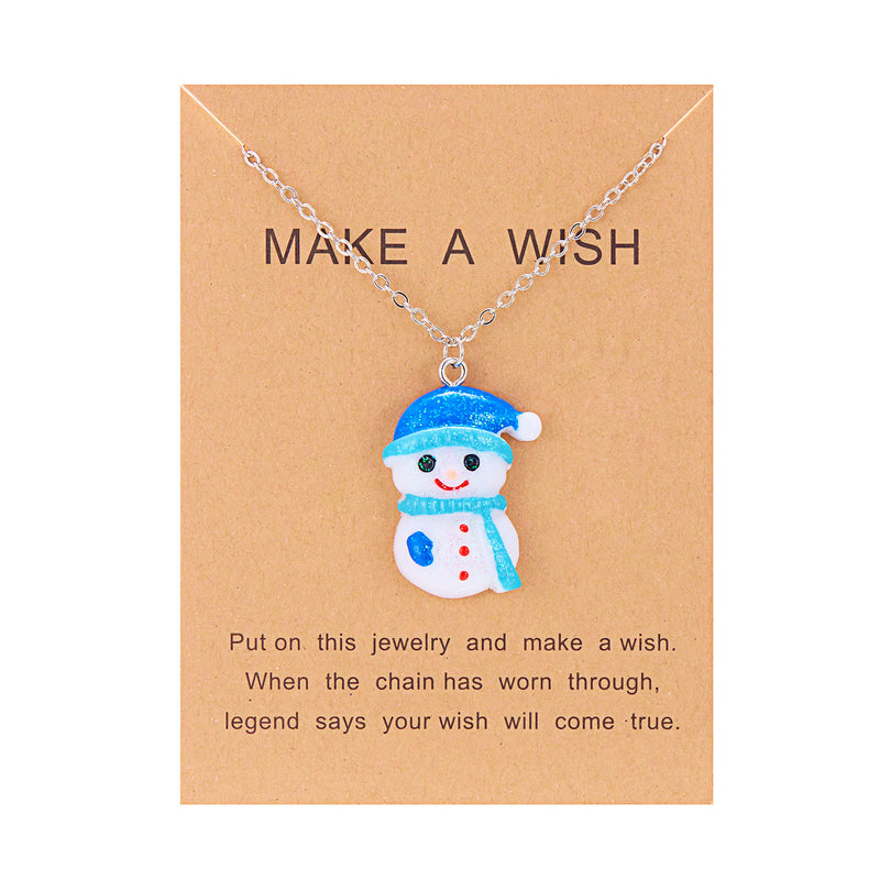 christmas Snowman & Santa Pendant Necklace