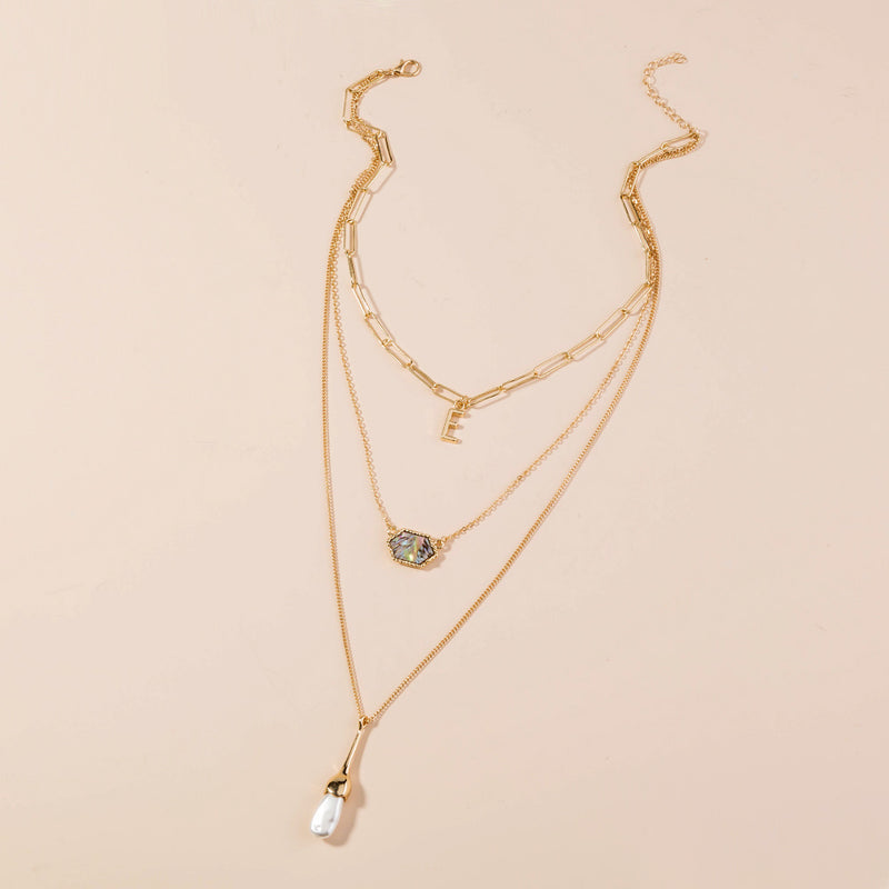 Diamond-Shaped Abalone Shell & Pearl Necklace