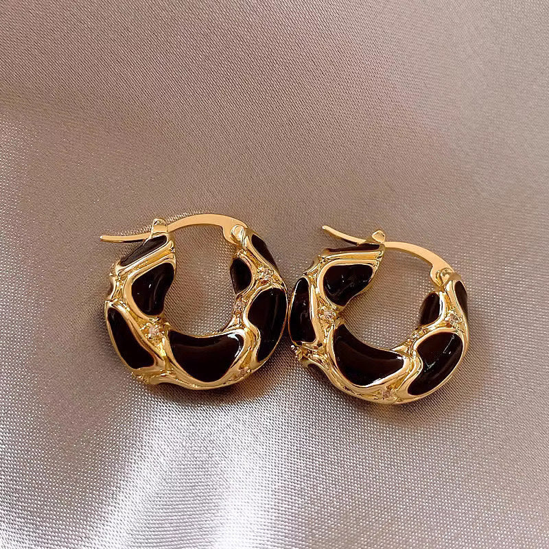 Trendy Enamel Color Small Hoop Earrings for Women