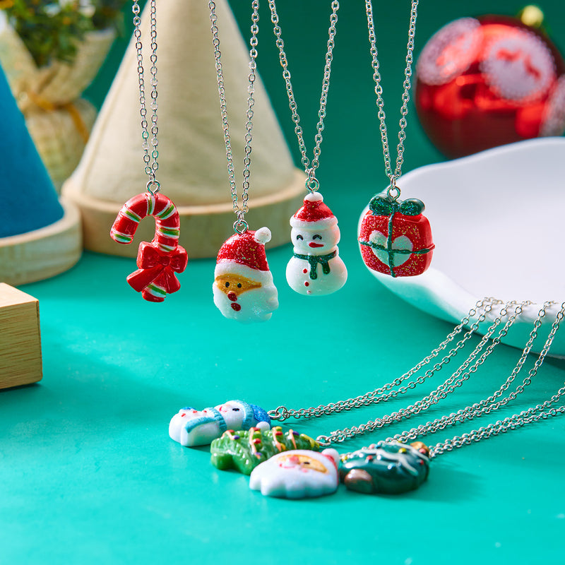 christmas Snowman & Santa Pendant Necklace