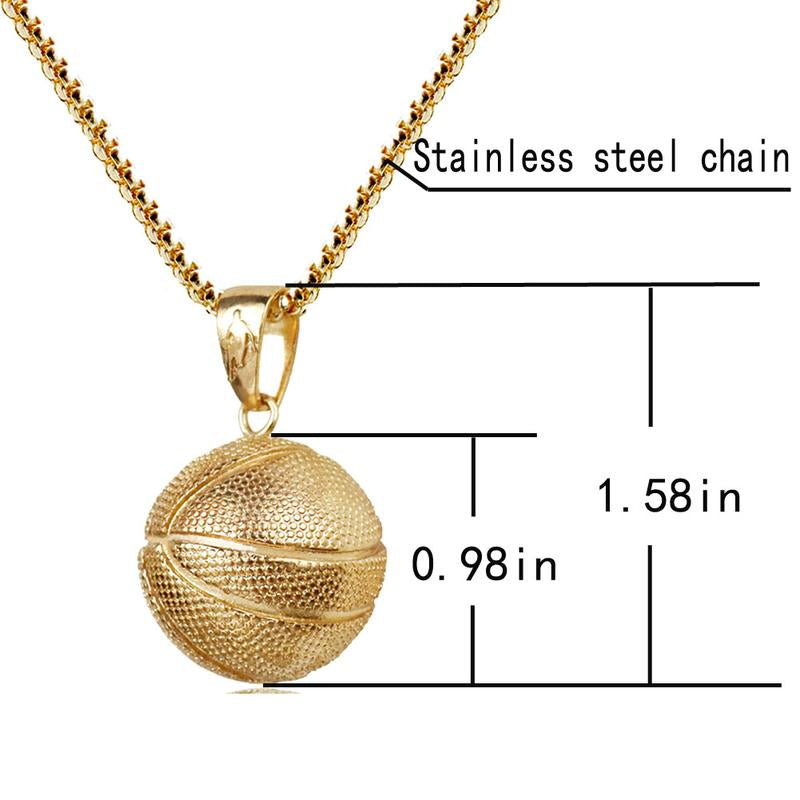 Basketball Stainless Steel 3D Pendant