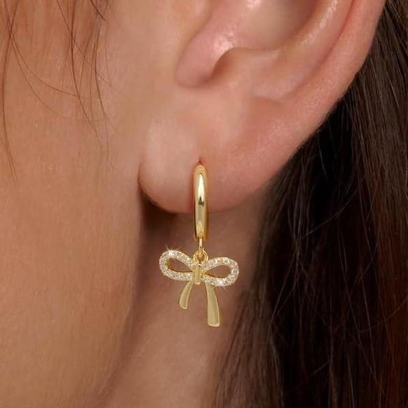 Stylish Bow Earrings Set Hoop